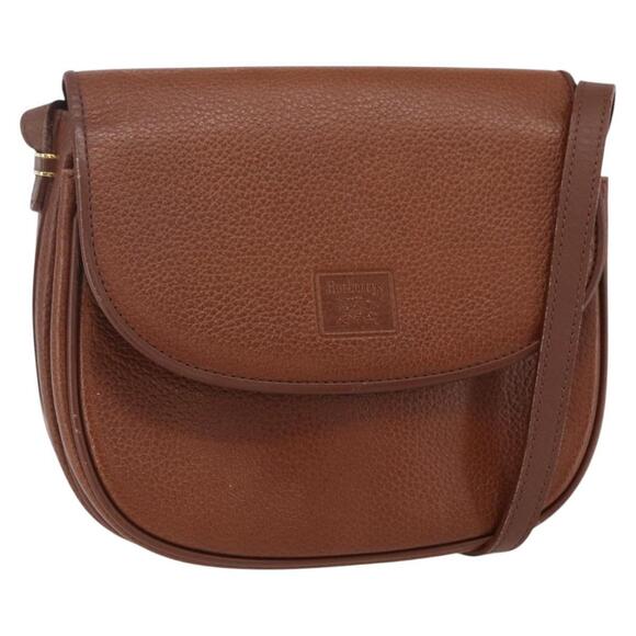 Burberrys Shoulder Bag Leather Brown Gold Auth ep12028